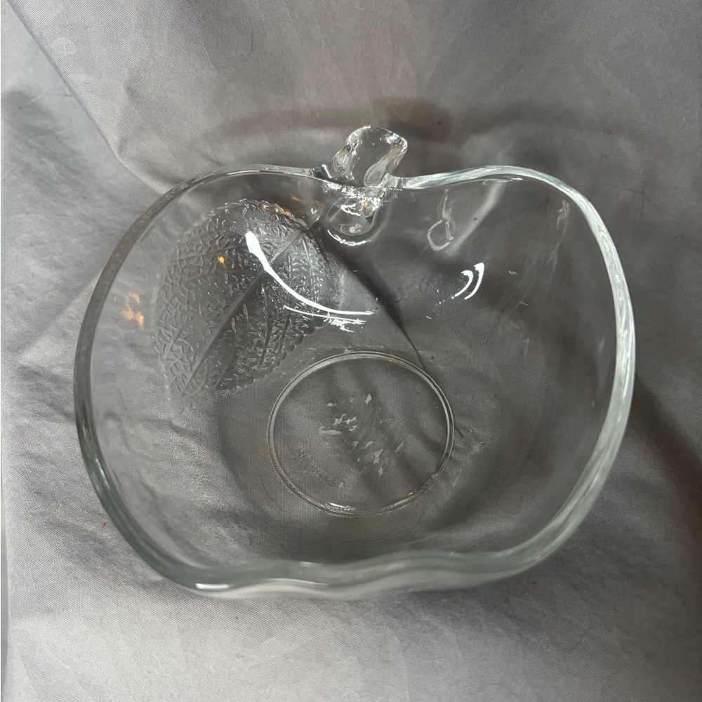 Vintage Kig Indonesia Glass Apple-Shaped Candy Bowl